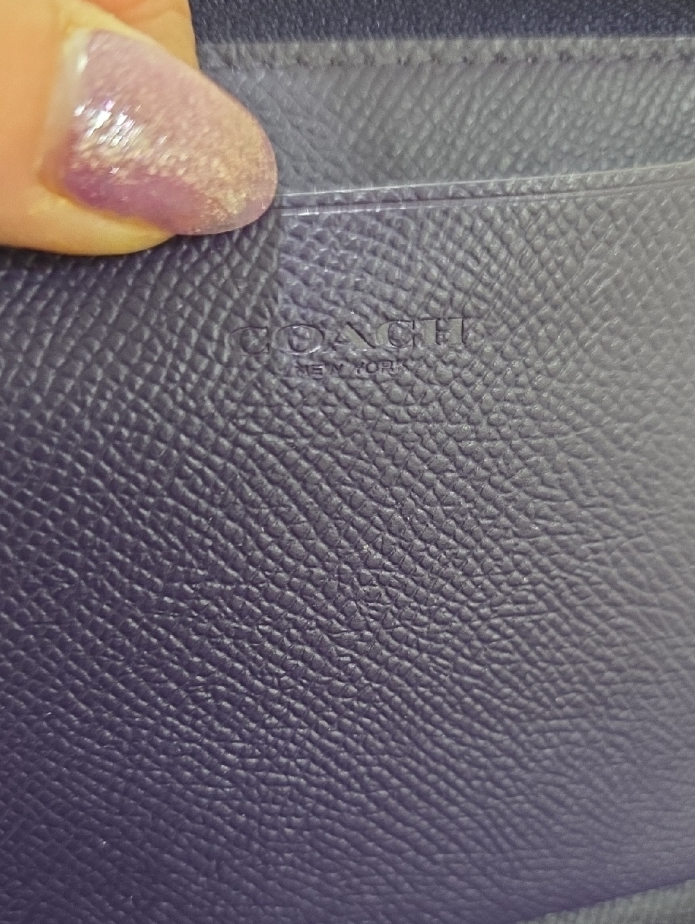 Coach F73413 Crossgrain Leather Large Phone Zip Around Wallet  Purple/Gold EUC - Picture 7 of 11